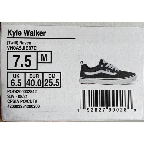 NWT Vans Kyle Walker Sneaker Twill Raven Size M7.5 New VN0A5JIE87C - Picture 9 of 9
